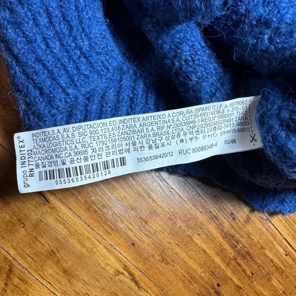 Zara Baby Boy Chunky Cable Knit Crew Neck Fisherman Sweater Blue 9-12 Month - Picture 6 of 8